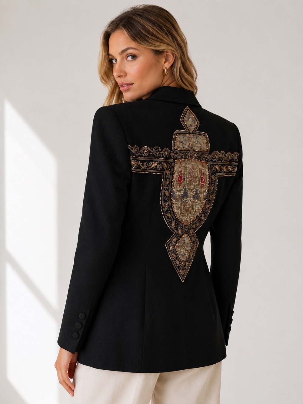 Vintage Dare To Wear Gabriela Beaded Wool Blazer Wearable Art Size 6